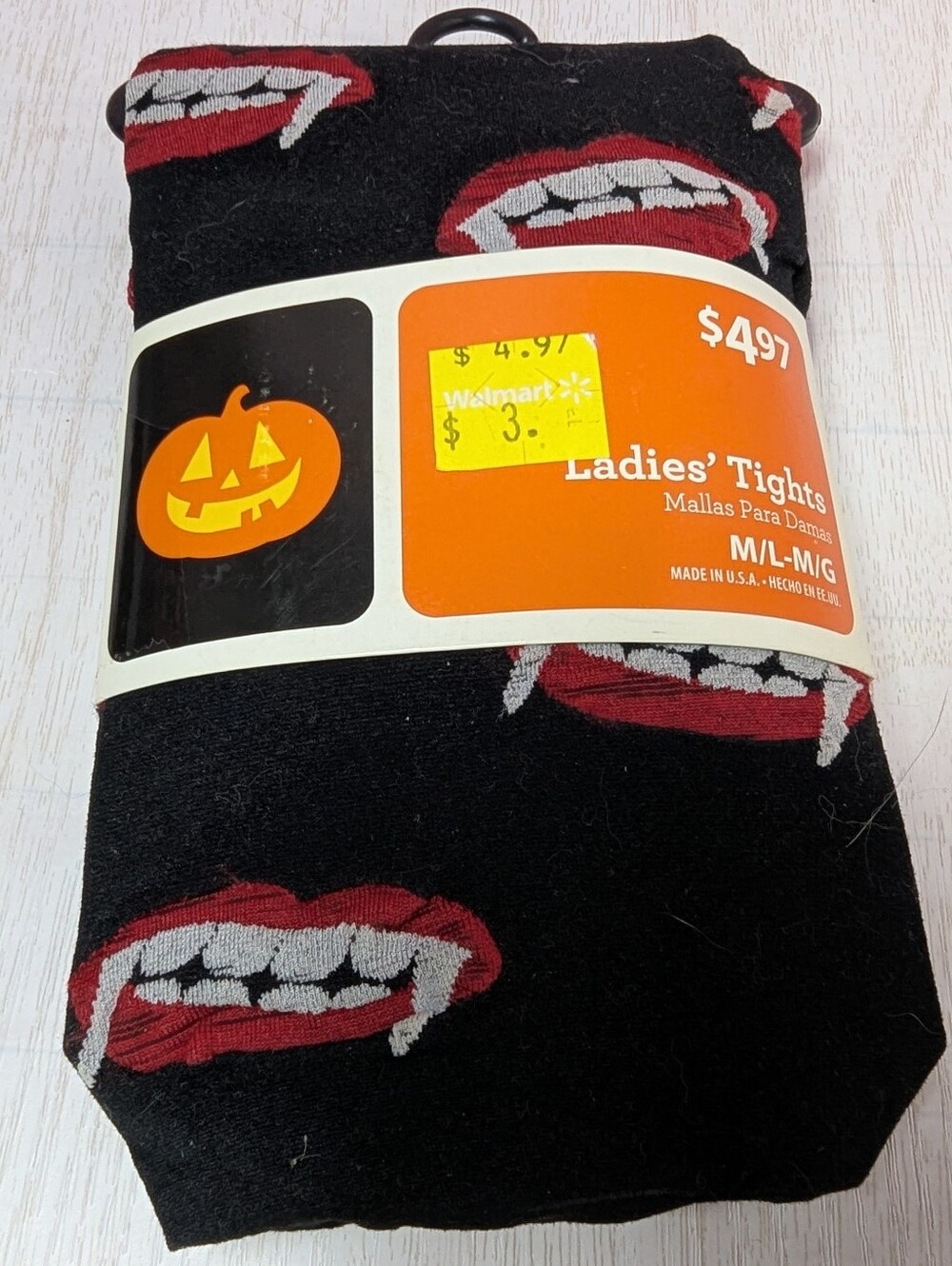 Halloween Fang Black Nylon Tights